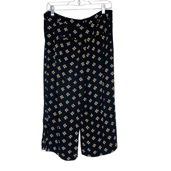 ELEVENSES Printed Crop Trouser Pants High Rise Wide Leg Lightweight Black Size 2 - Picture 8 of 8